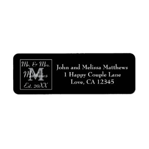 Elegant Mr and Mrs Monogram Wedding Black