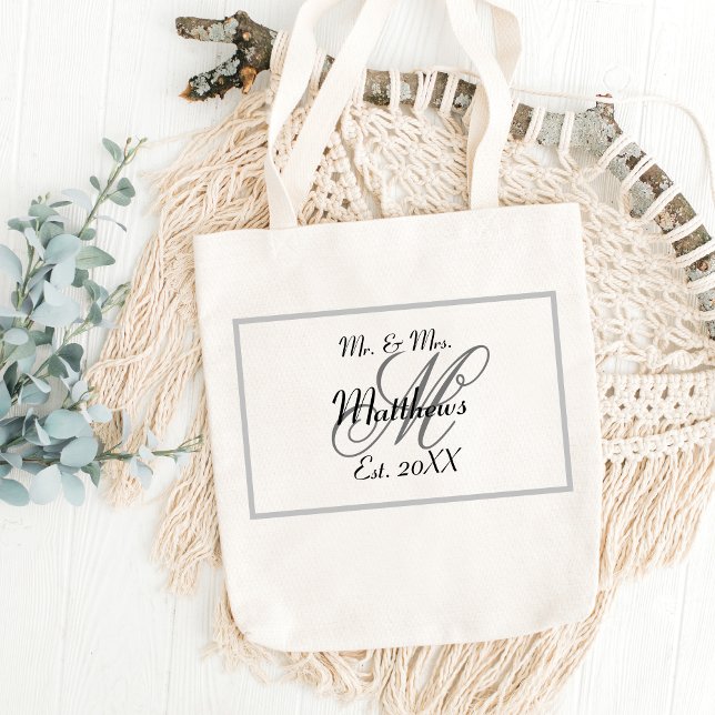 Elegant Mr and Mrs Name Black Wedding Tote Bag (Elegant Mr and Mrs Name Black Wedding Tote Bag
)