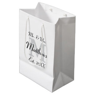 Elegant Mr and Mrs Newlywed Chic Typography Medium Gift Bag