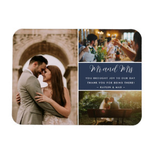 Elegant Mr and Mrs Thank You Photo Collage Magnet