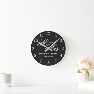 Elegant Mr and Mrs wall clock for newly weds