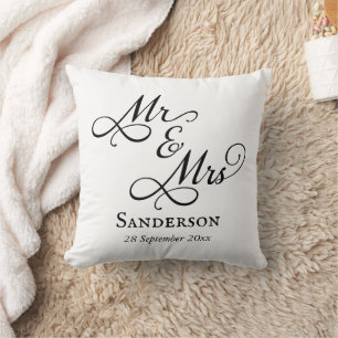 Elegant Mr and Mrs Wedding Cushion