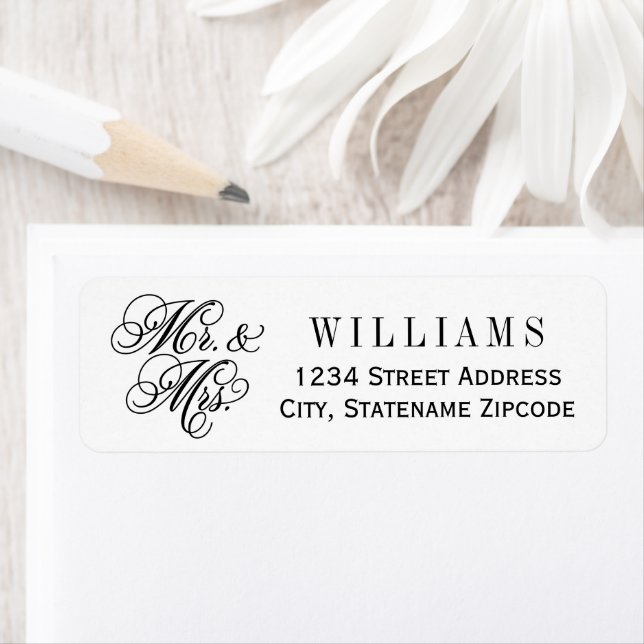 Elegant Mr and Mrs Wedding Return Address (Insitu)