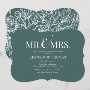 Elegant Mr. & Mrs. Coed Bridal or Wedding Shower Invitation