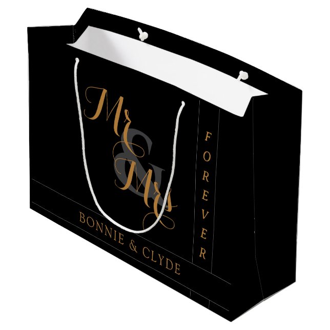 Elegant Mr. & Mrs. Forever Large Wedding Gift Bag (Back Angled)