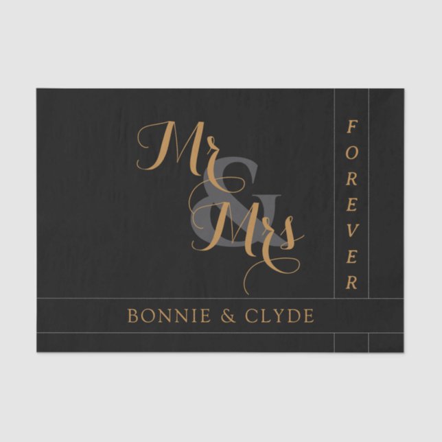 Elegant Mr. & Mrs. Forever Wedding Tissue Paper (Front)