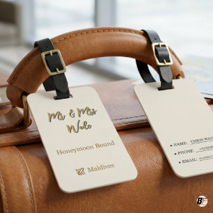 Elegant Mr & Mrs Honeymoon Destination Luggage Tag