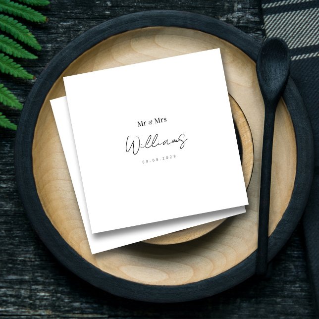Elegant Mr & Mrs Personalised Wedding Napkin (Elegant Mr and Mrs Weddings_ Modern Lettered Hand Napkins)