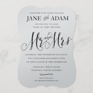 Elegant Mr & Mrs Typography Wedding METALLIC Italy Invitation