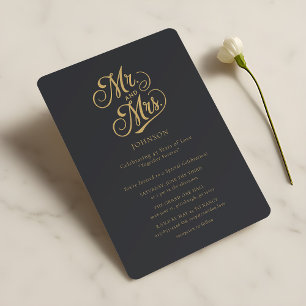 Elegant Mr. & Mrs. Wedding Anniversary Celebration Invitation