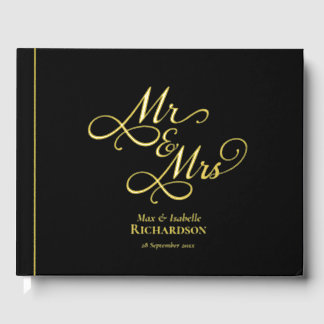 Elegant Mr Mrs Wedding Foil Guestbook