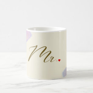 Elegant Mr. Mug – Soft Blue Flowers & Classic Scri