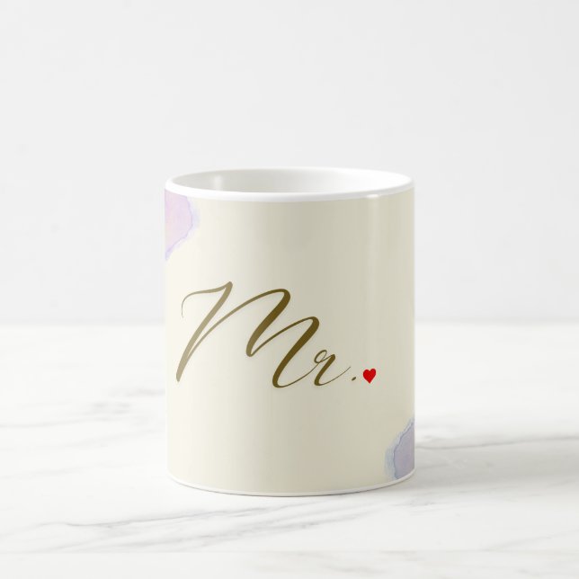 Elegant Mr. Mug – Soft Blue Flowers & Classic Scri (Center)