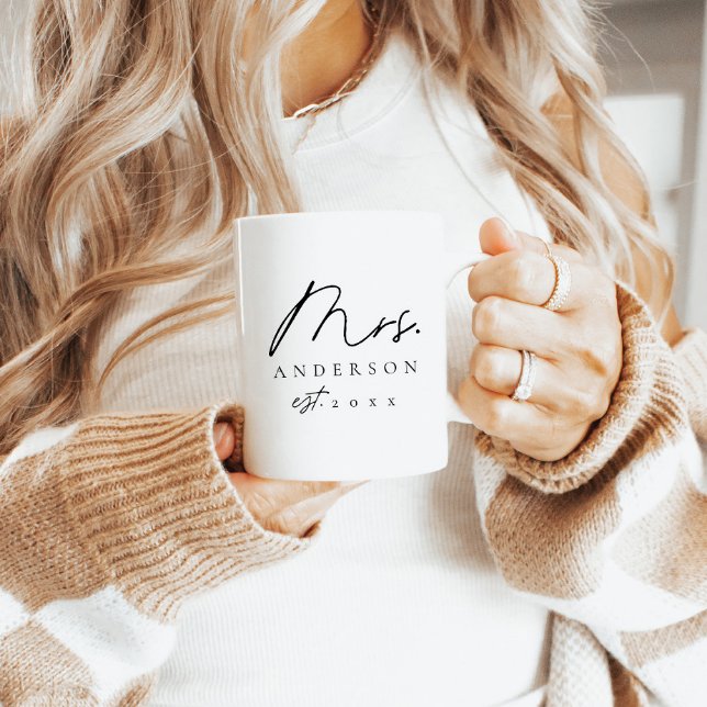 Elegant Mrs Newlywed Custom Black Script  Coffee Mug (Creator Uploaded)