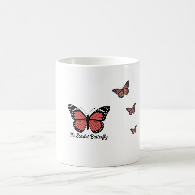 Elegant Mug with Scarlet Butterfly design  (Center)