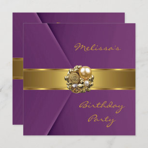  Elegant Mulberry Pink Faux Velvet gold jewel Invitation