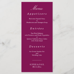 Elegant Mulberry Wedding Menu