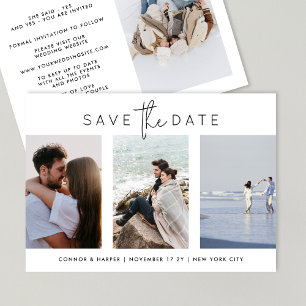 Elegant Multi Black White Script 4 Photo Save The Date
