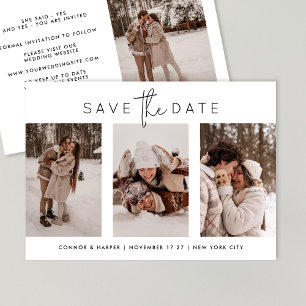 Elegant Multi Black White Text 4 Photo Save The Date