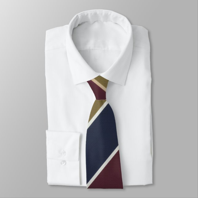 Elegant Multi-Color Regimental Striped Tie (Tied)