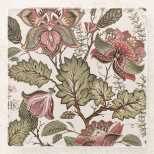 Elegant Multi-Colour Decorative Floral Pattern Glass Coaster