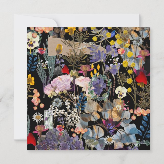 Elegant multi colour wildflower collage  thank you card (Front)
