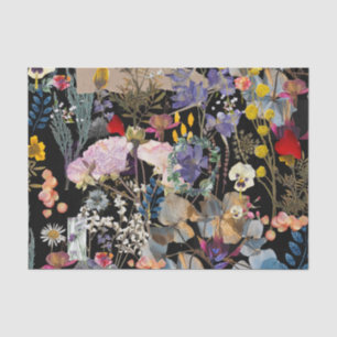 Elegant multi colour wildflower Collage Tissue Paper