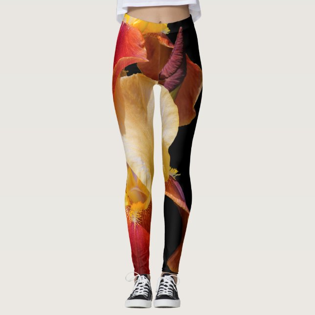 Elegant Multi-Coloured Bearded Iris Germanica Leggings (Front)