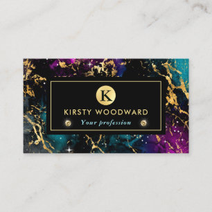 Elegant Multi Colours & Gold Galaxy Marble Business Card