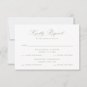 Elegant Multi Event Wedding Rehearsal RSVP Card