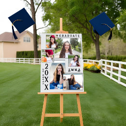 Elegant Multi Photo 2025 Graduation Announcement Poster