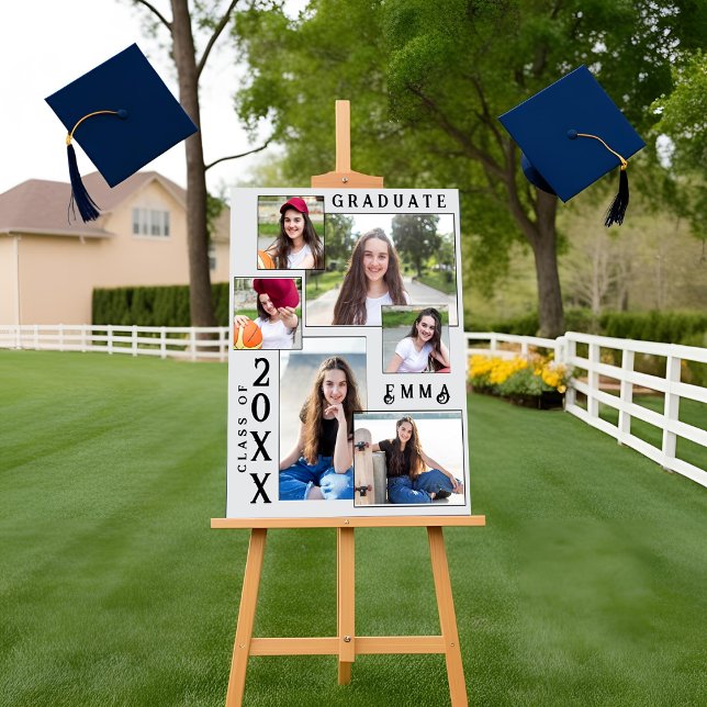 Elegant Multi Photo 2025 Graduation Announcement  Poster (Elegant Multi Photo 2025 Graduation Announcement Poster)