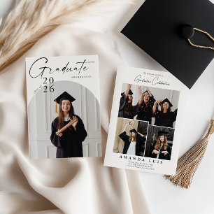 Elegant Multi-Photo Collage Graduation Invitation