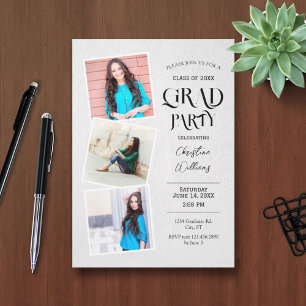 Elegant Multi Photo Graduation Invitation
