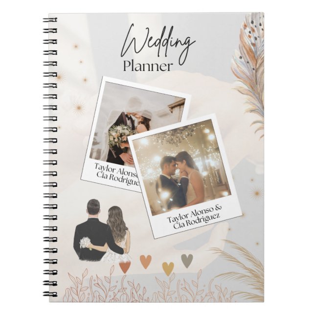 Elegant Multi-Photo Wedding Planner Notebook (Front)
