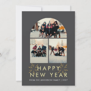 Elegant Multi Photo Window Family Happy New Year H Holiday Card