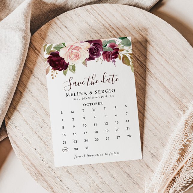 Elegant Multicolor Flowers Save the Date Calendar (Creator Uploaded)