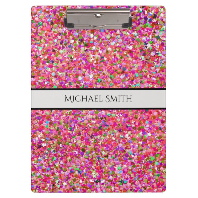 Elegant Multicolor Mosaic Modern Grit Glitter #4 Clipboard (Front)
