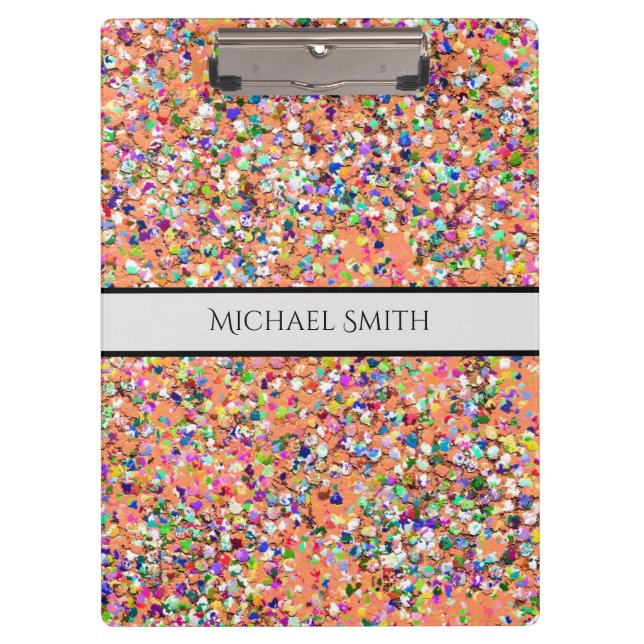 Elegant Multicolor Mosaic Modern Grit Glitter #5 Clipboard (Front)