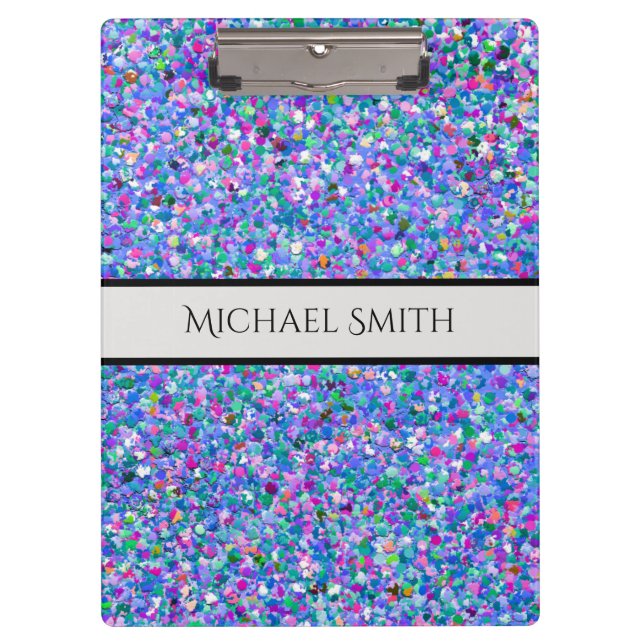 Elegant Multicolor Mosaic Modern Grit Glitter Clipboard (Front)