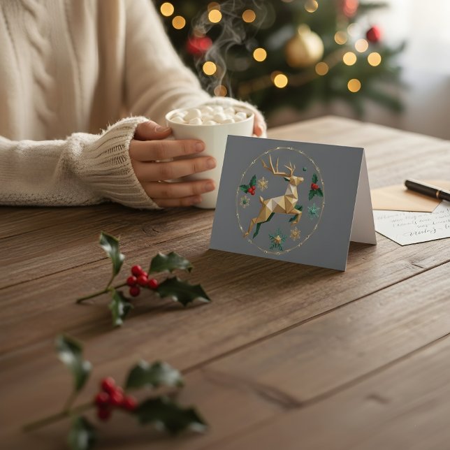 Elegant Multicolor Reindeer Christmas Greeting Car Thank You Card (Creator Uploaded)