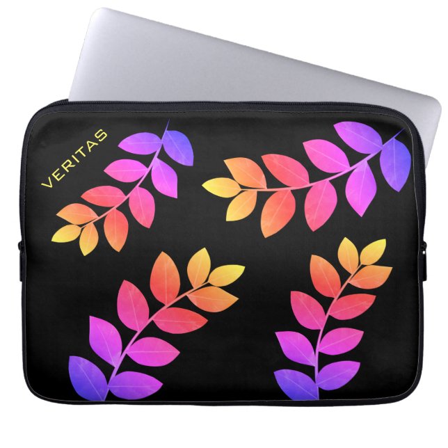 Elegant Multicolored  Bay Leaves Laptop Sleeve (Front)