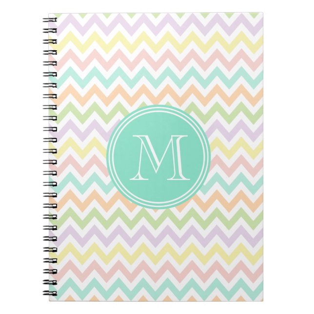 Elegant multicoloured geometry of chevrón monogram notebook (Front)