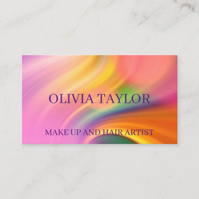 Elegant multiple colour pink acrylic painting business card (Front)