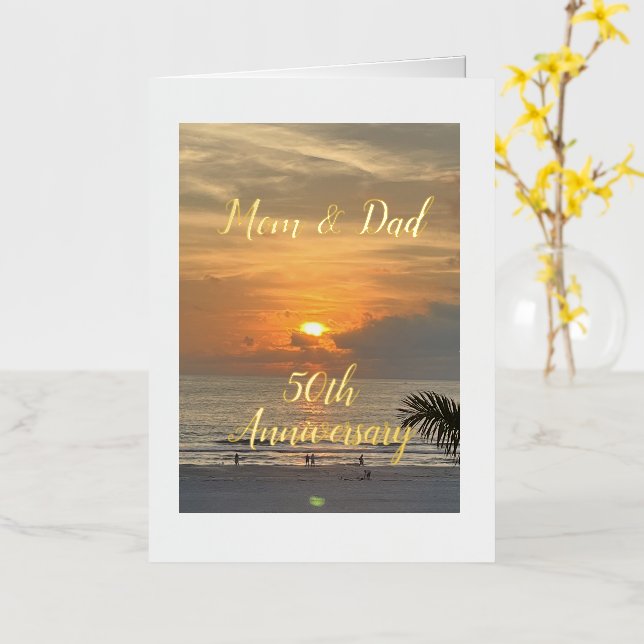 Elegant, Mum & Dad, 50th Anniversary, Card (Yellow Flower)