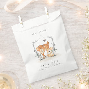 Elegant Mum Deer Fawn Floral Crest Baby Shower Favour Bags