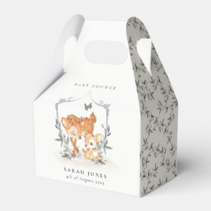 Elegant Mum Deer Fawn Floral Crest Baby Shower Favour Box
