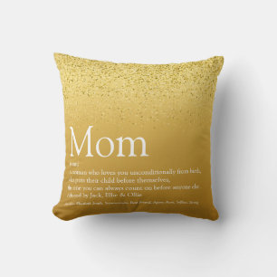 Elegant Mum Definition Quote Gold Glitter Modern Cushion