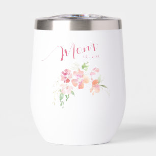Elegant Mum Est Year Blush Pink Floral Watercolor