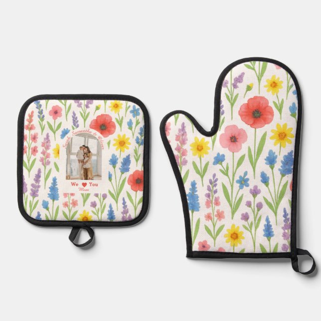 Elegant Mum | Personalised Heartfelt Gift Oven Mitt & Pot Holder Set (Front)